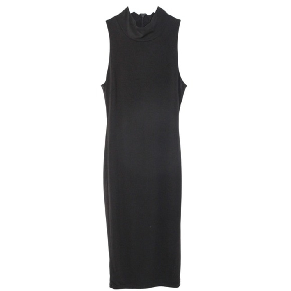Lulus Mock Neck Sleeveless Midi Dress DMD1846 Size M Black‎